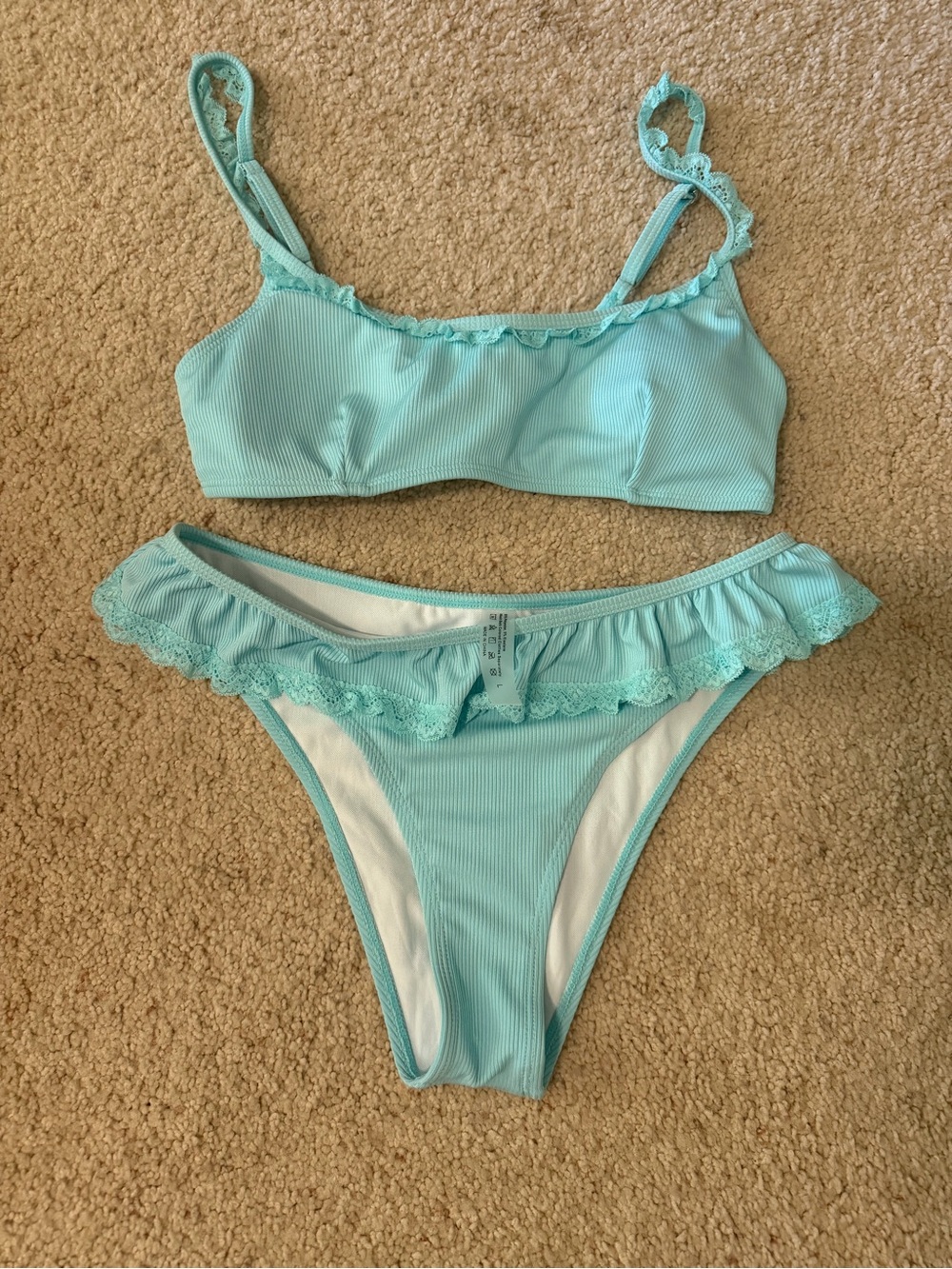 Aqua Ruffle Bikini Set - Two Piece Swimwear